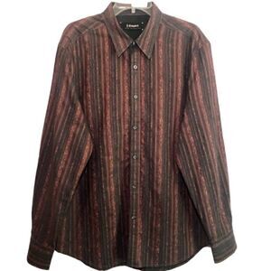 J Campbell Los Angeles Striped Long Sleeve Shirt in Brown/Black Men’s Large